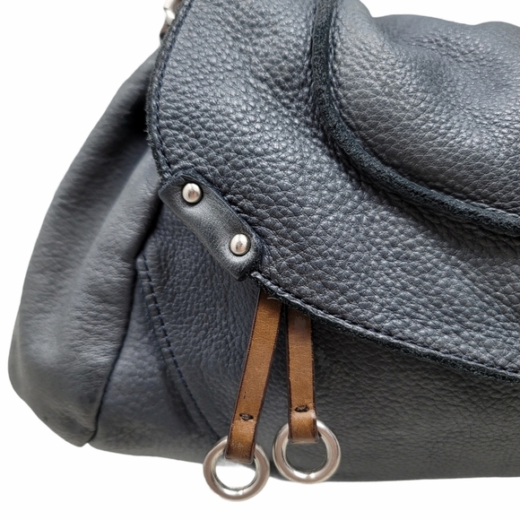 Kenneth Cole NY Blue Grey Leather Shoulder Bag - Picture 2 of 12